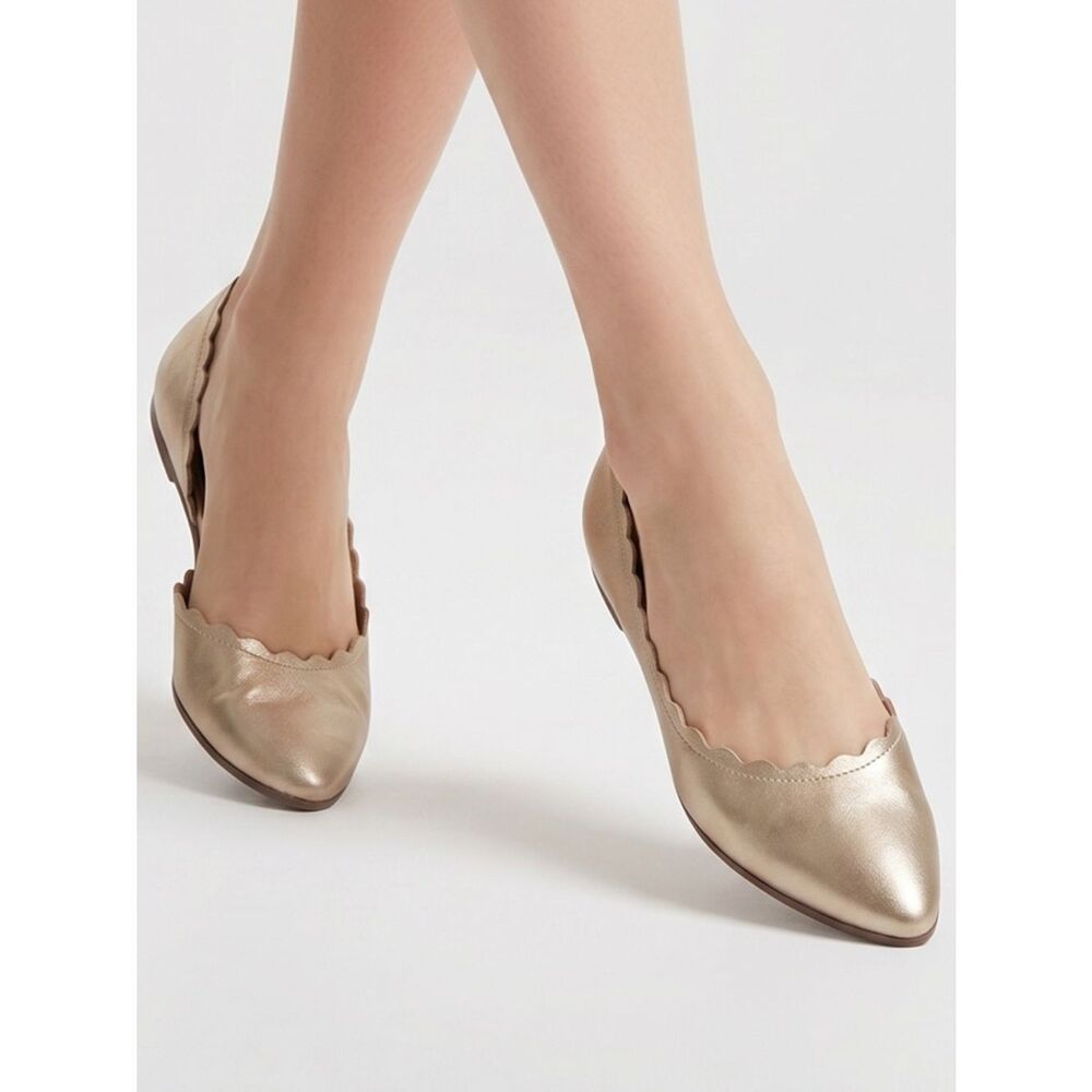 CROWN VINTAGE | Brushed Gold Metallic Look Flat Slip On Shoes Women’s Size 6.5